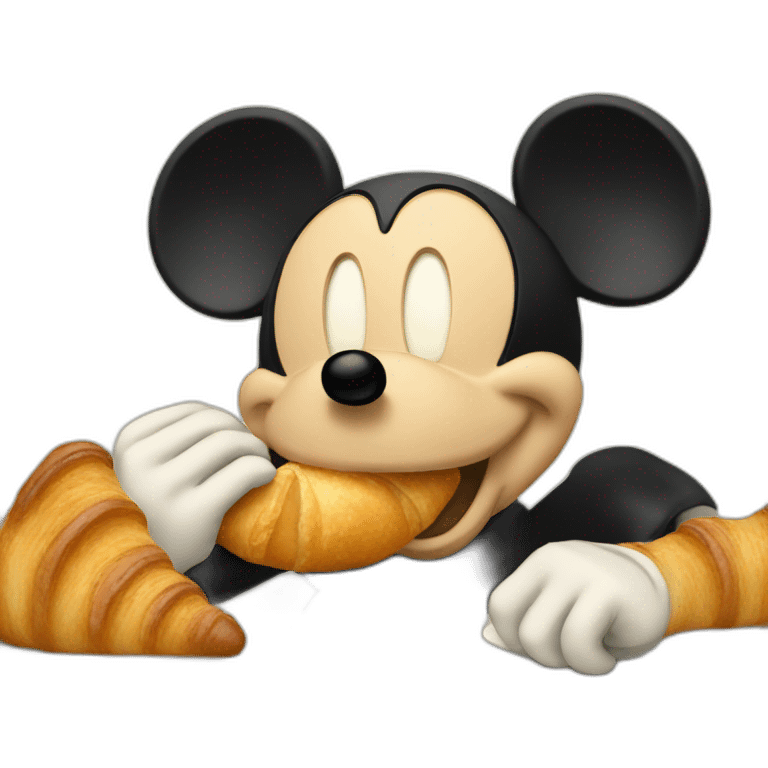 Mickey eating croissant emoji