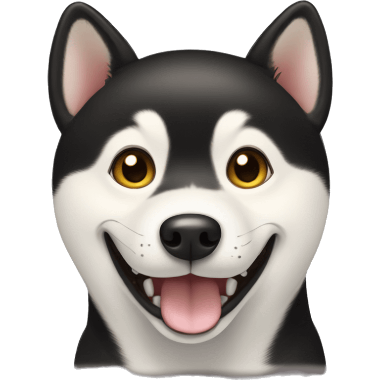 black shiba inu face | grinning face with big eyes | mouth | open | smile emoji