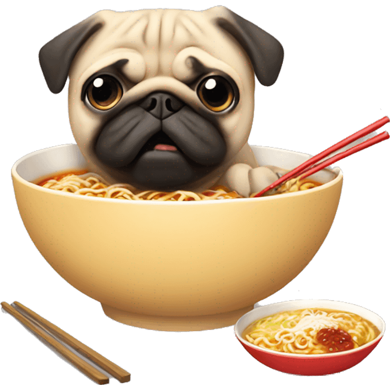 Pug with big butt eating ramen emoji