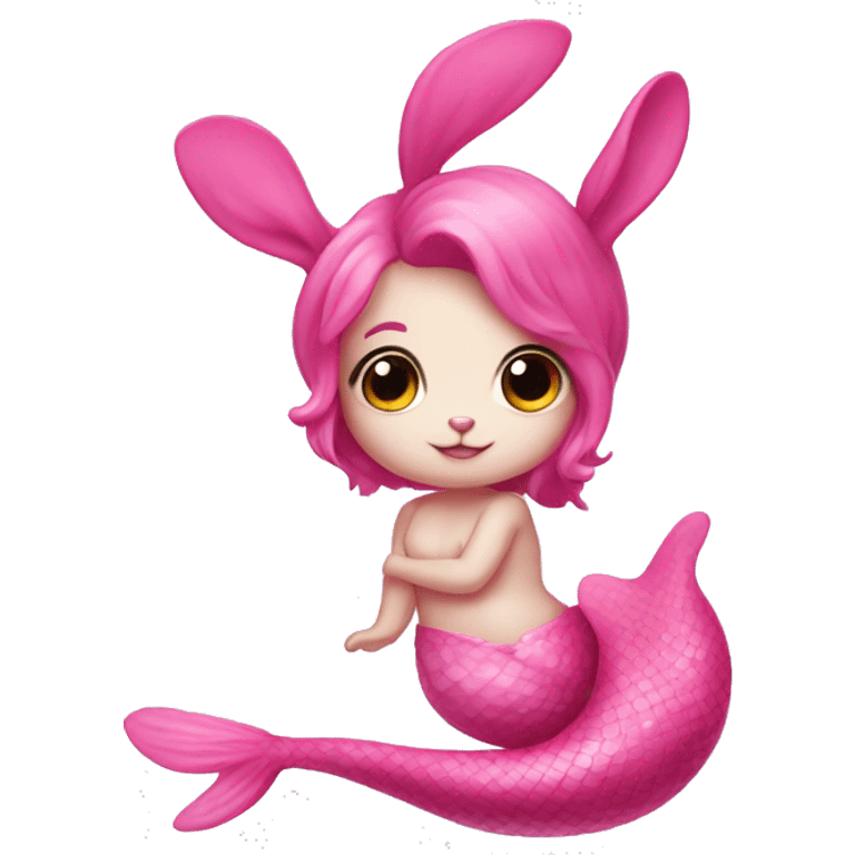 Pink bunny mermaid  emoji