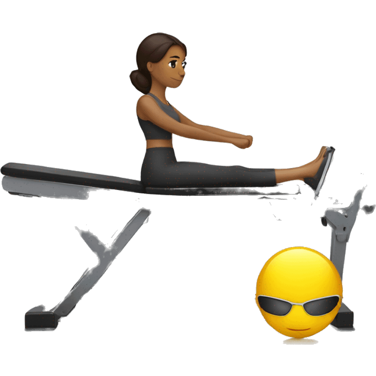 Brunette working out on pilates machine emoji