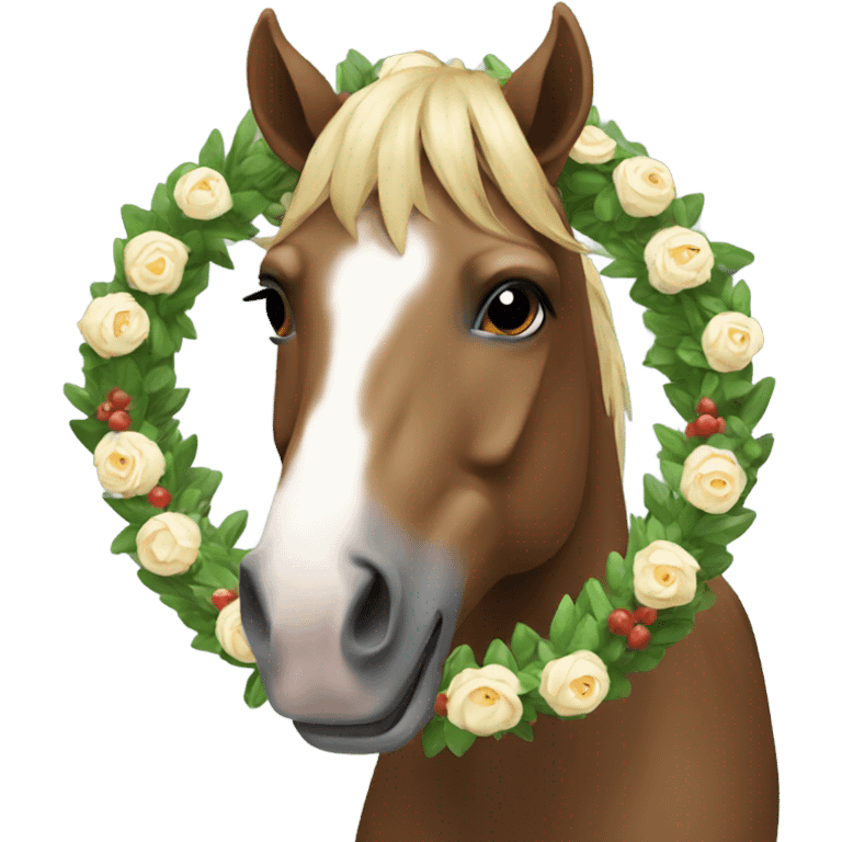 Horse wearing a wreath emoji