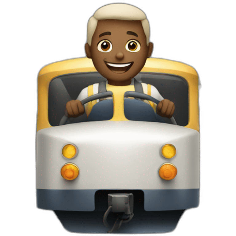 Happy man driving train emoji