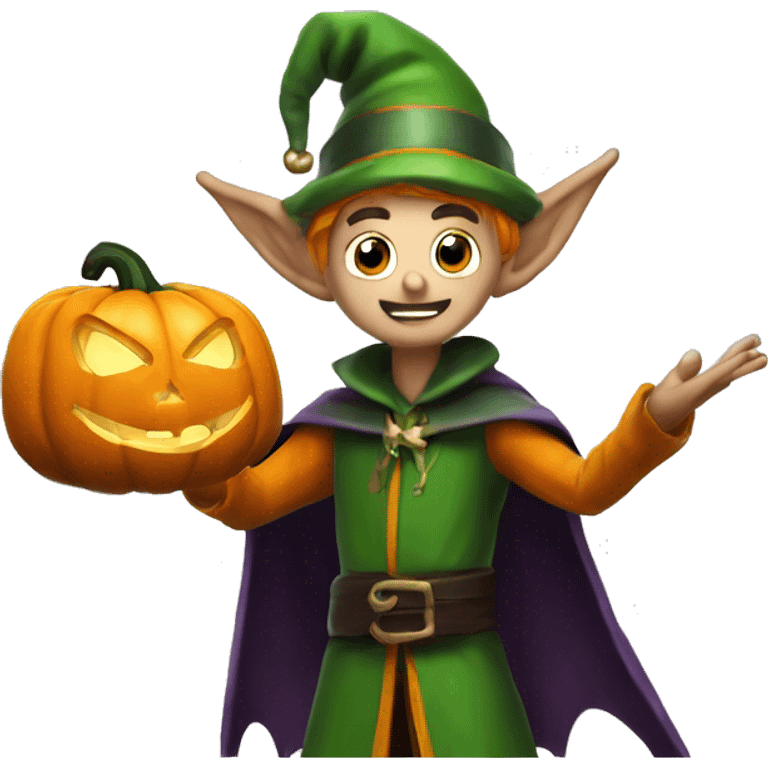 pumkin elf male casting a spell emoji