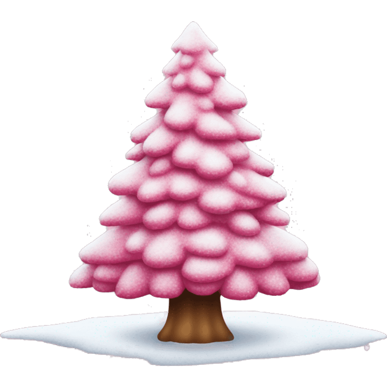 Pink Christmas tree with snow on it. emoji