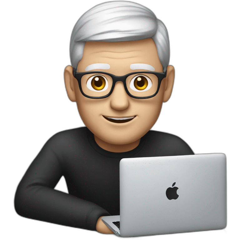 tim cook with a macbook pro emoji