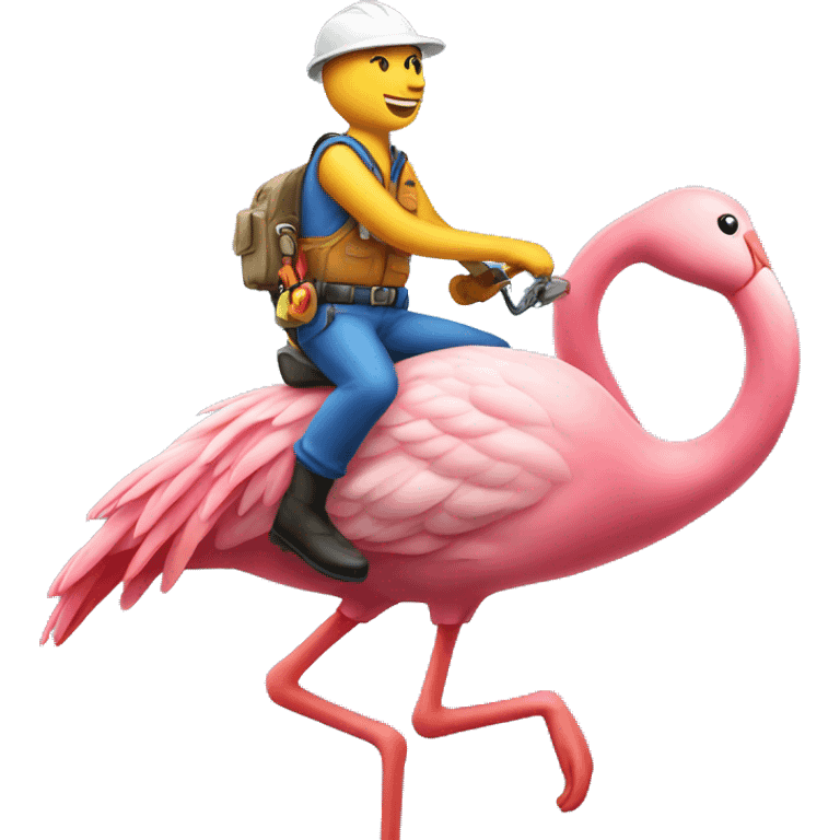 hvac technician riding a flamingo emoji