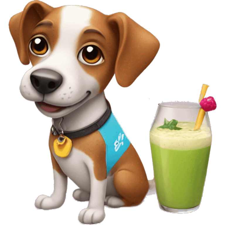 Dog on a surf board with a smoothie emoji