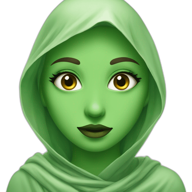 A beautiful imaginary veiled girl with a picture that delights the viewer, her eyes are beautiful green. emoji