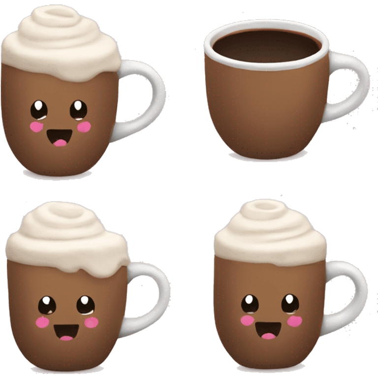 brown coffee mug with heart marshmallow  emoji