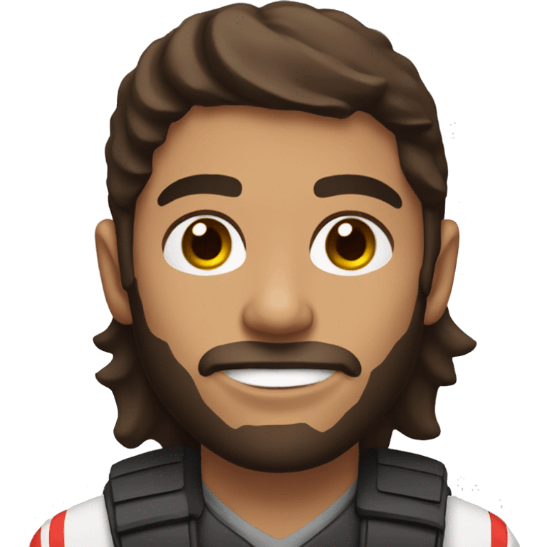 Brunette man with brown eyes riding a dirt bike emoji