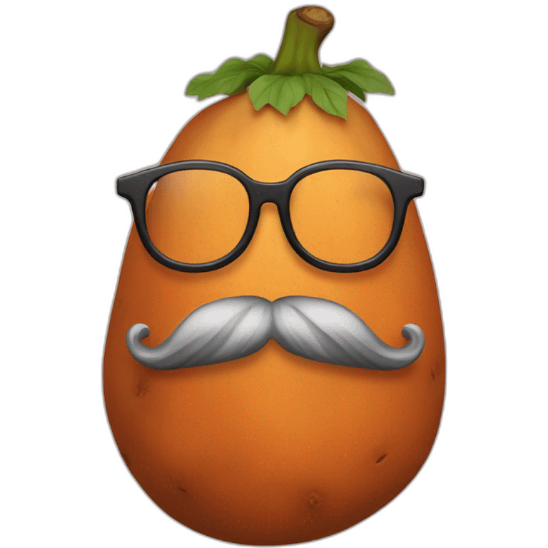 a sweet potato with glasses and a big beard emoji