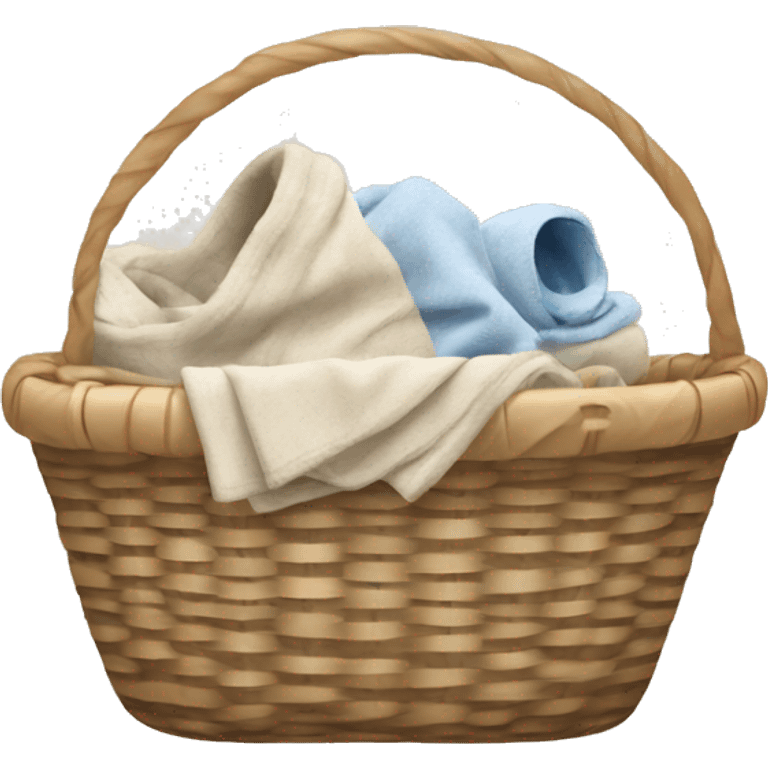 basket with laundry in beige tones emoji