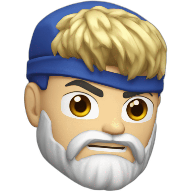 Street fighter Ryu with blue eyes and beard emoji