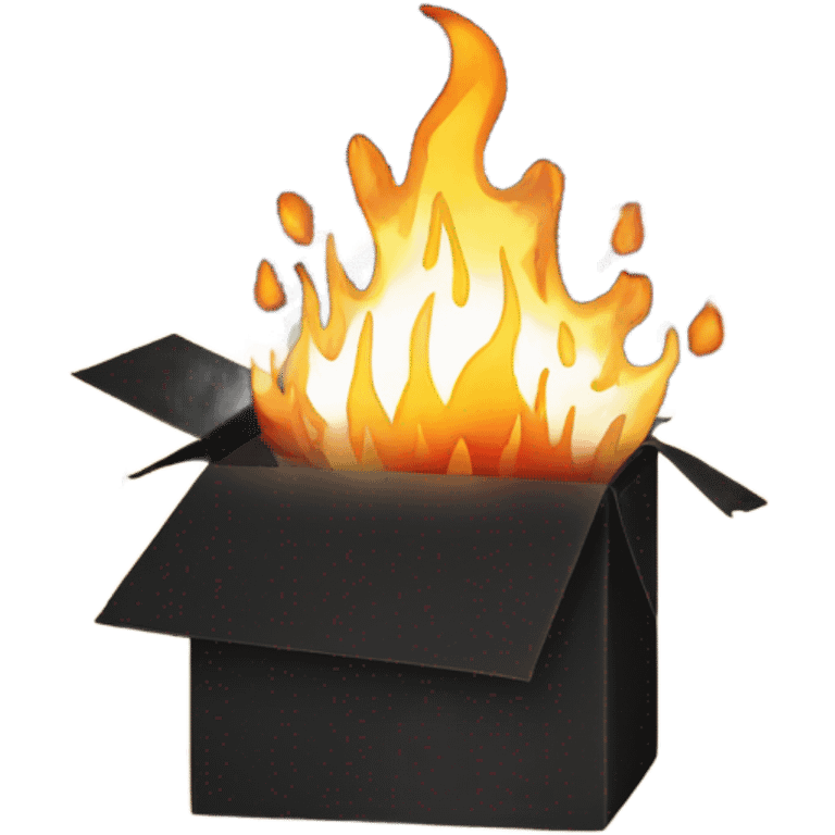 black carboard box with fire in it emoji