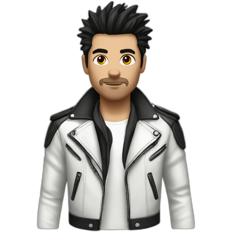 Punk male,dark hair, with white leather jacket emoji