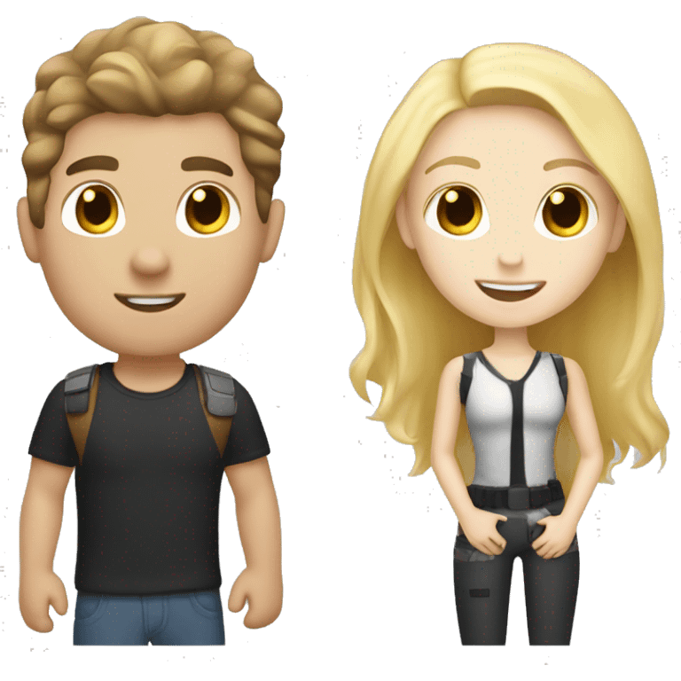 lasertag white boy with brown hair and white girl with blonde hair emoji