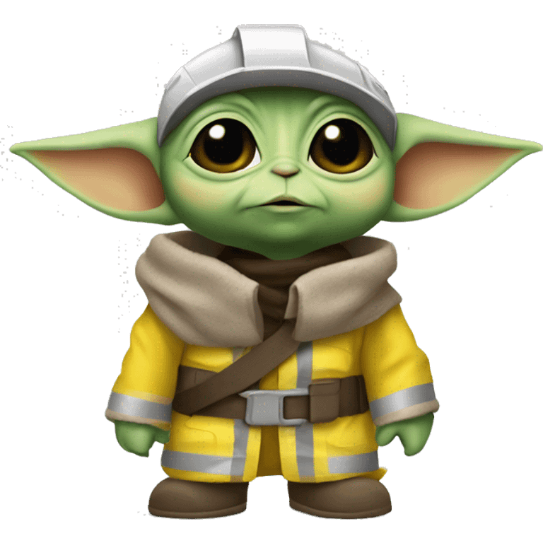 Baby Yoda  wore a yellow construction helmet emoji