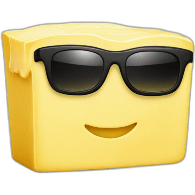 A block of butter with sunglasses  emoji