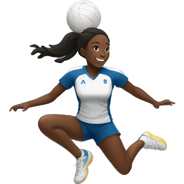 Volleyball black girl player jumping emoji