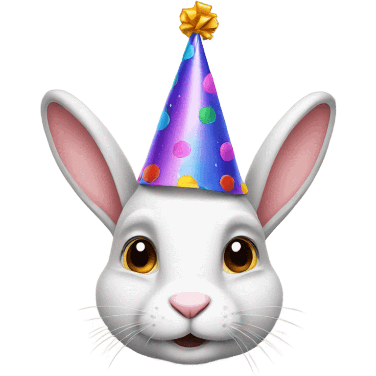 Rabbit wearing party hat emoji