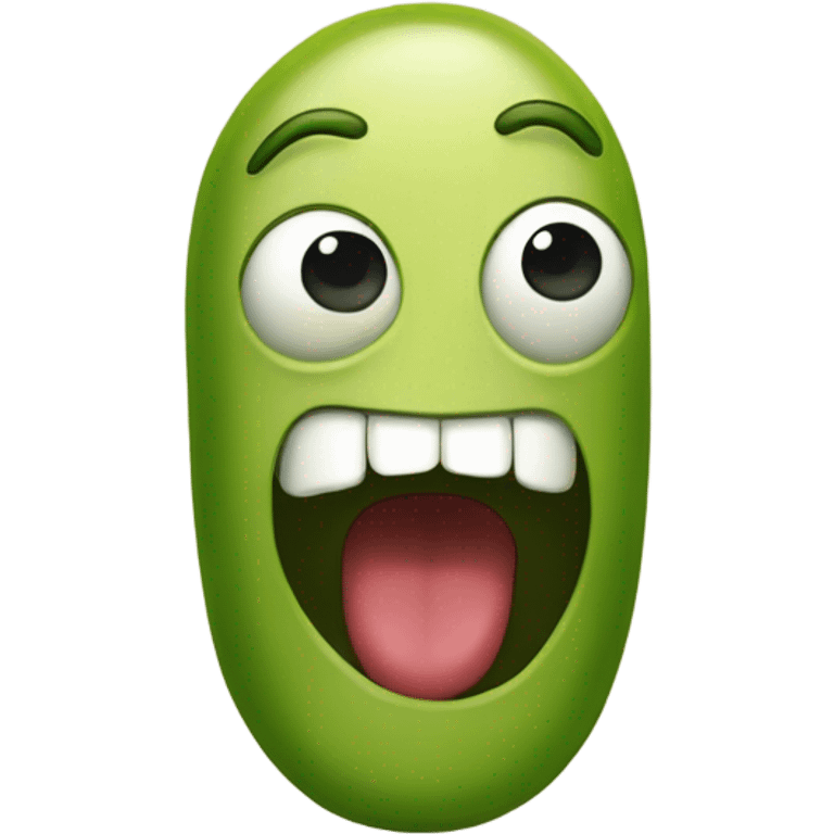 oval shape mouth, without teeth and pickle in it  emoji