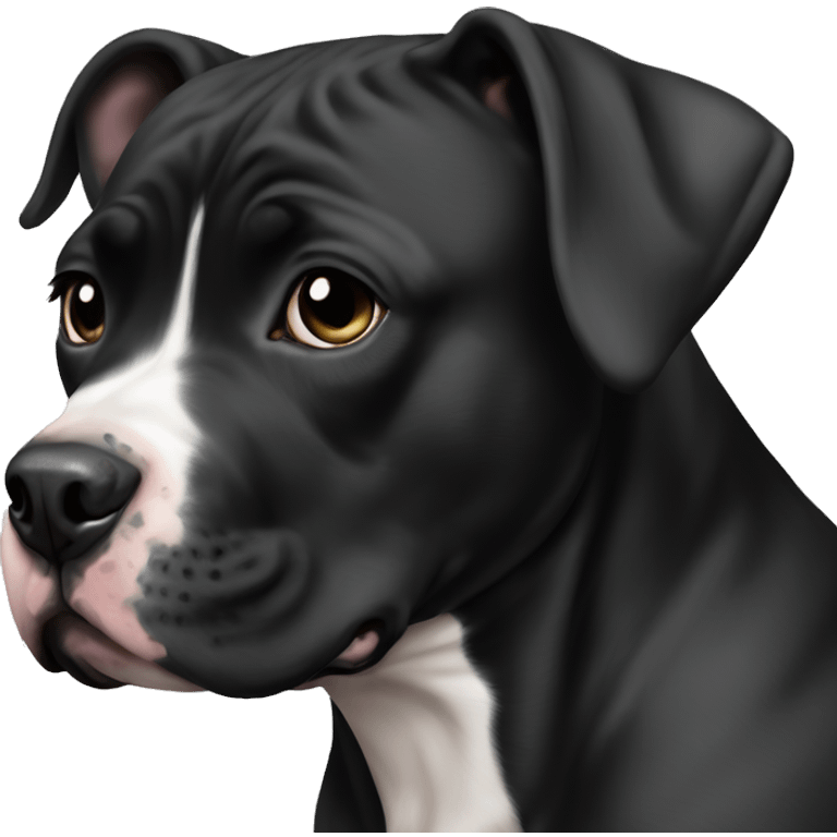 black pitbull female that has a black face with white chest wearing pearls emoji