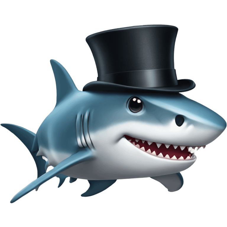 Shark with a top hat emoji