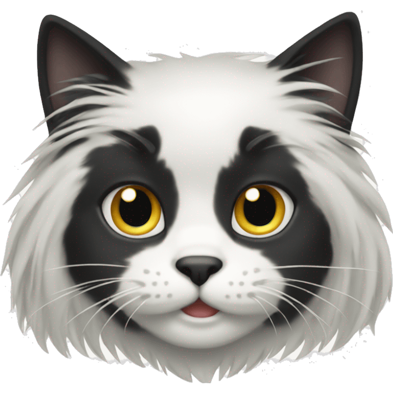 black and white cat long haired emoji