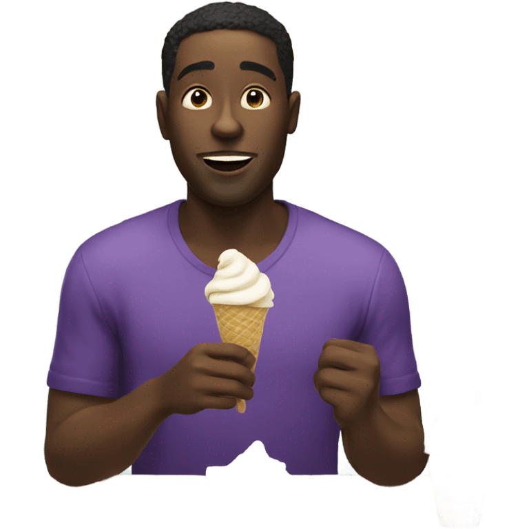 Black Man eating ice cream emoji