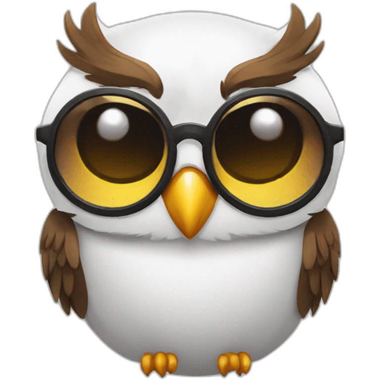 Circle shape head owl anime style wearing sun glasses and smiling emoji