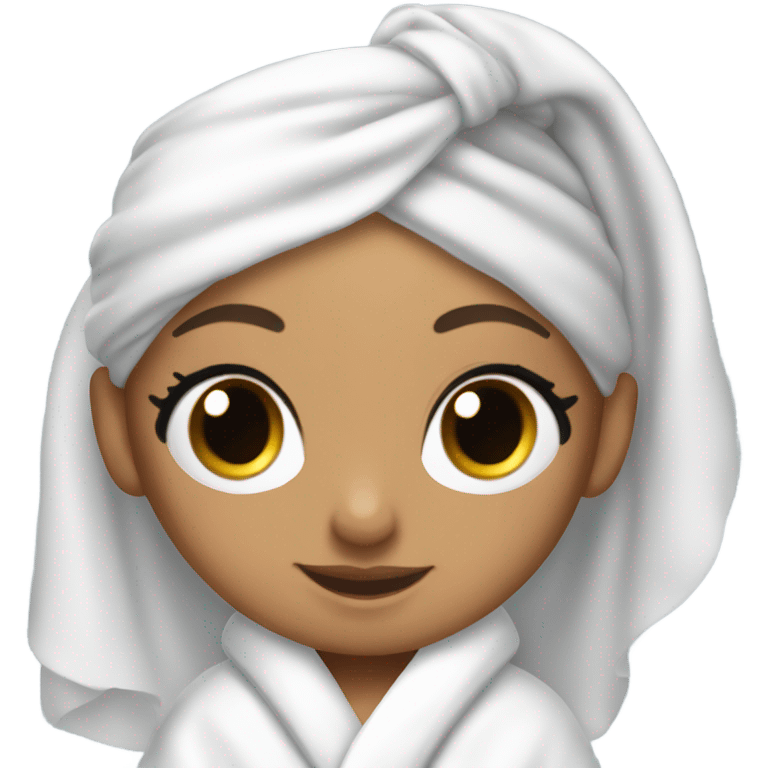 ariana grande in bath robe with hair towel emoji