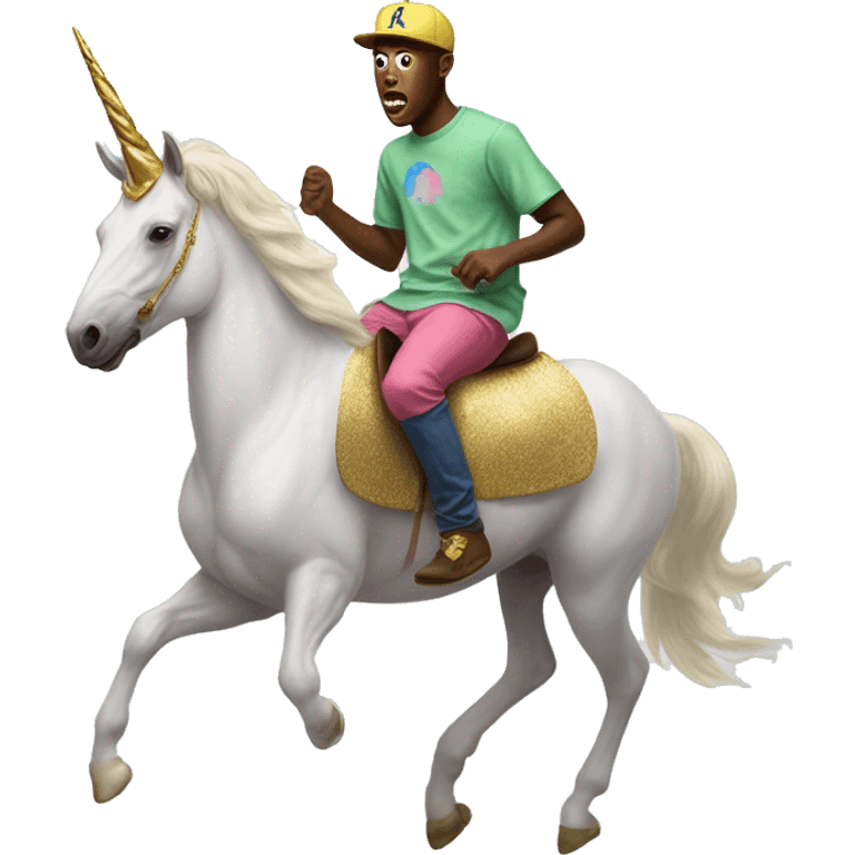 Tyler, The Creator riding a unicorn ￼ emoji