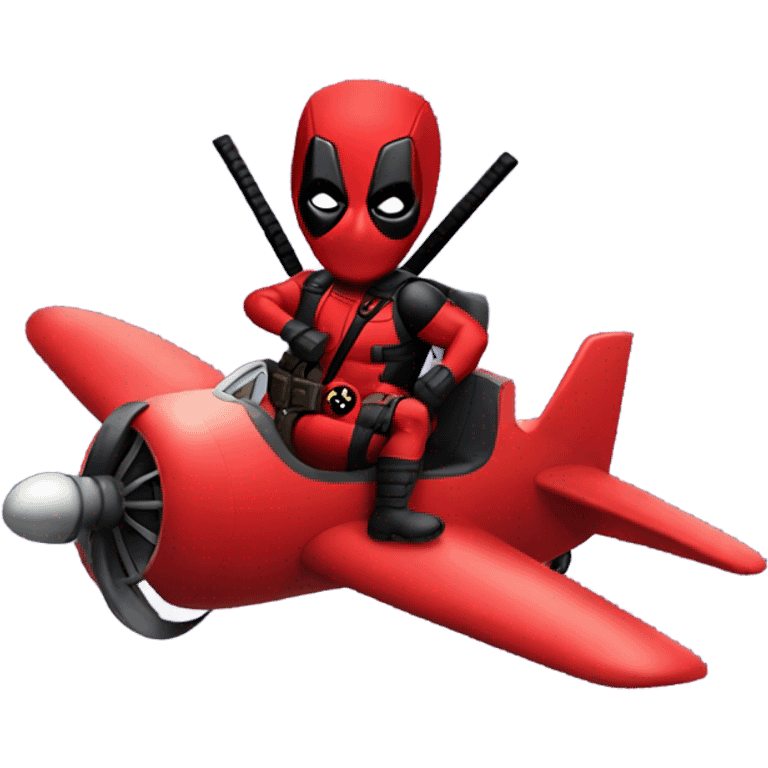 Deadpool riding a red plane emoji