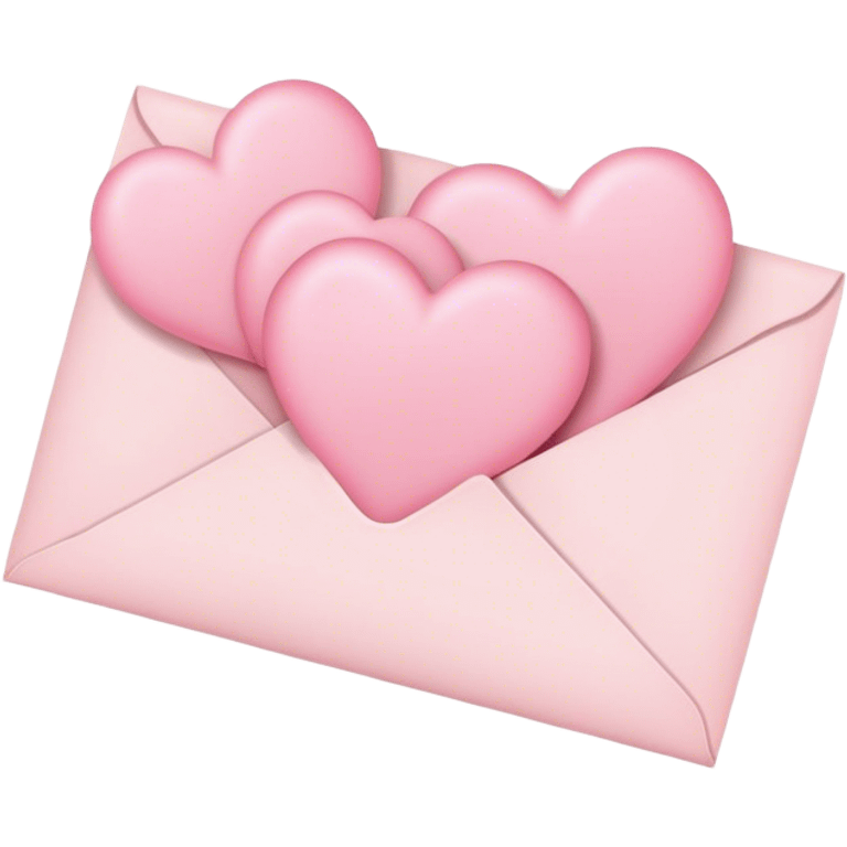 romantic letter with pastel pink hearts emoji