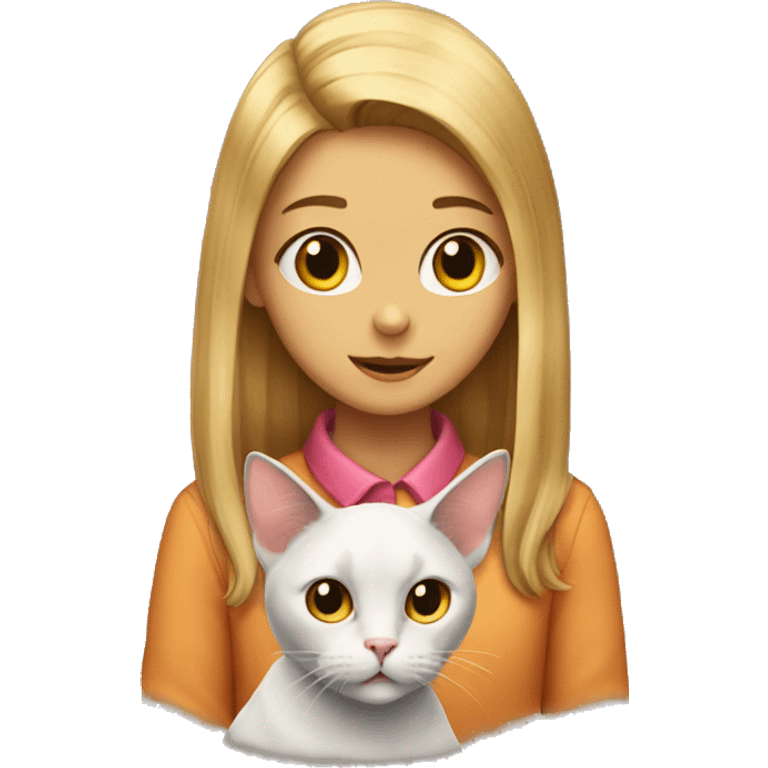 A cat with a girl on a chiar emoji