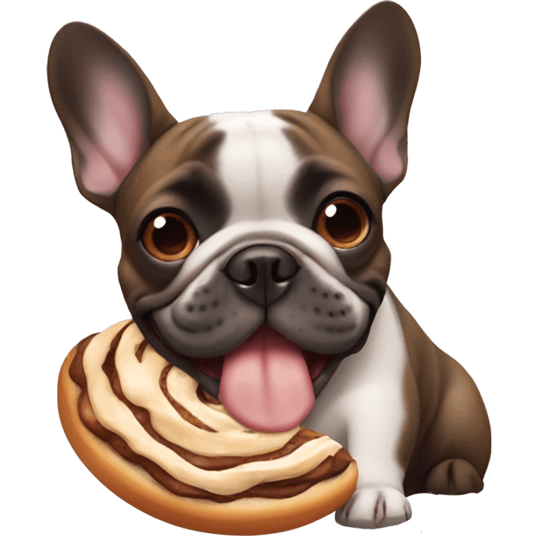 French bulldog with cinnamon roll emoji