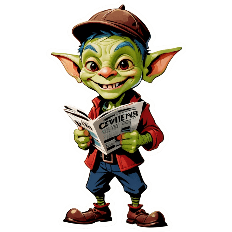 A goblin newsboy emoji