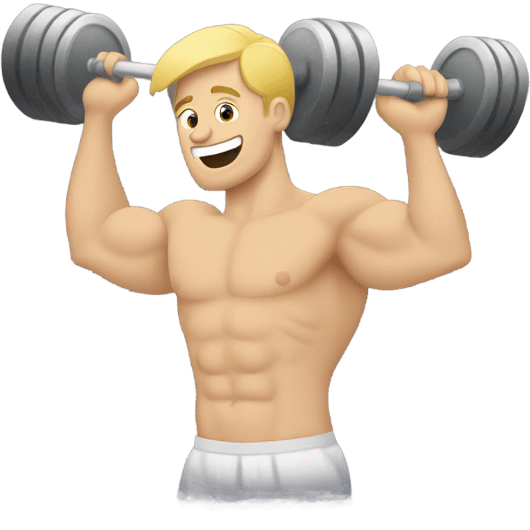 Blonde Caucasian man working out with weights emoji