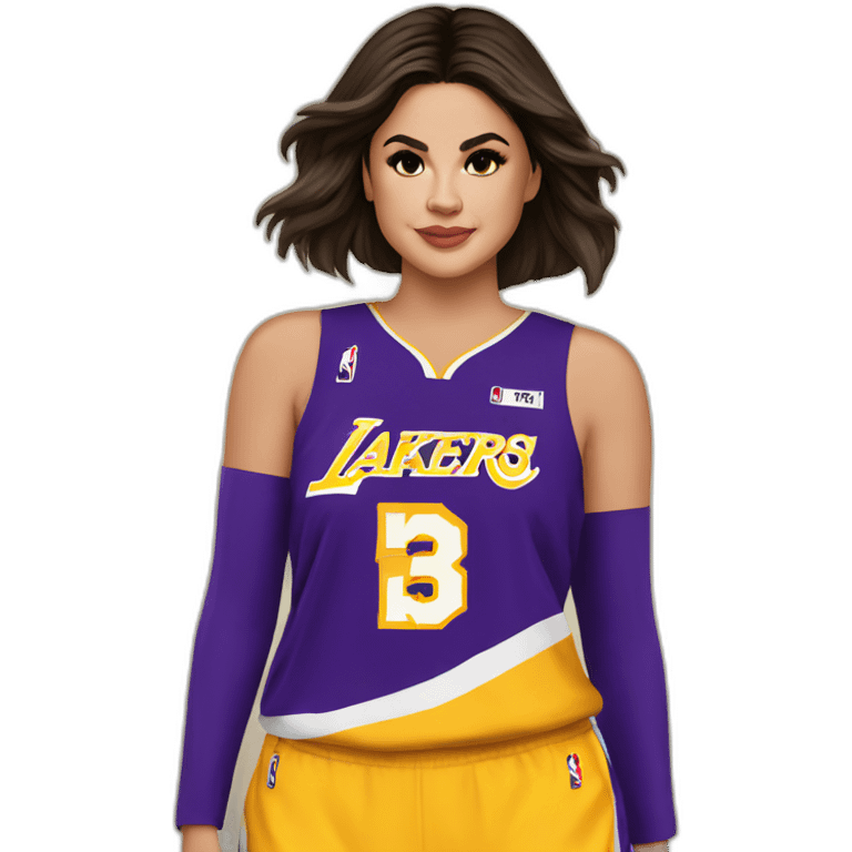 selena gomez wearing lakers jersey emoji