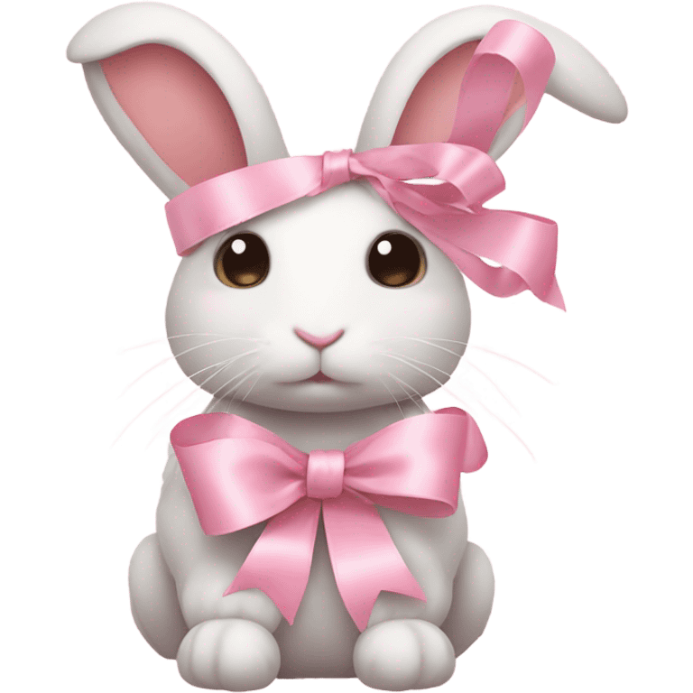 pastel pink ribbons with rabbit  emoji