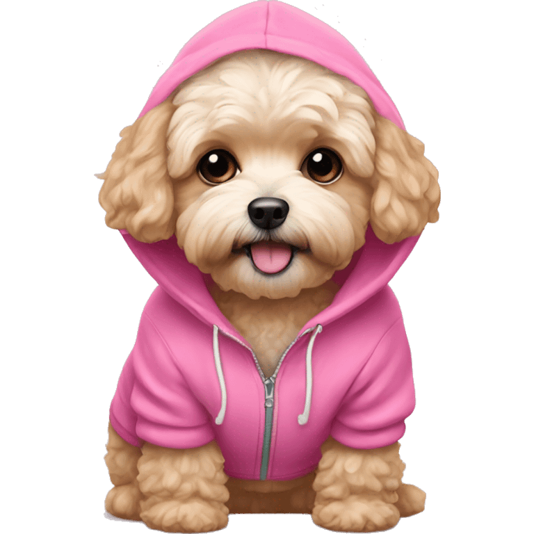 A maltipoo in a pink hoodie emoji