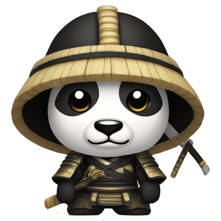 A black skined male samurai with a big panda head emoji