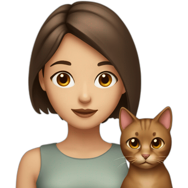 Girl with brown eyes and with brown cat emoji