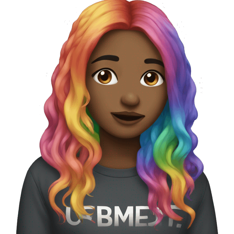 girl rainbow hair kissing  emoji