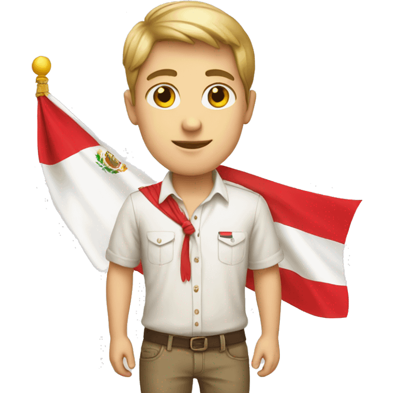 White boy wearing a shirt with Peruvian flag emoji