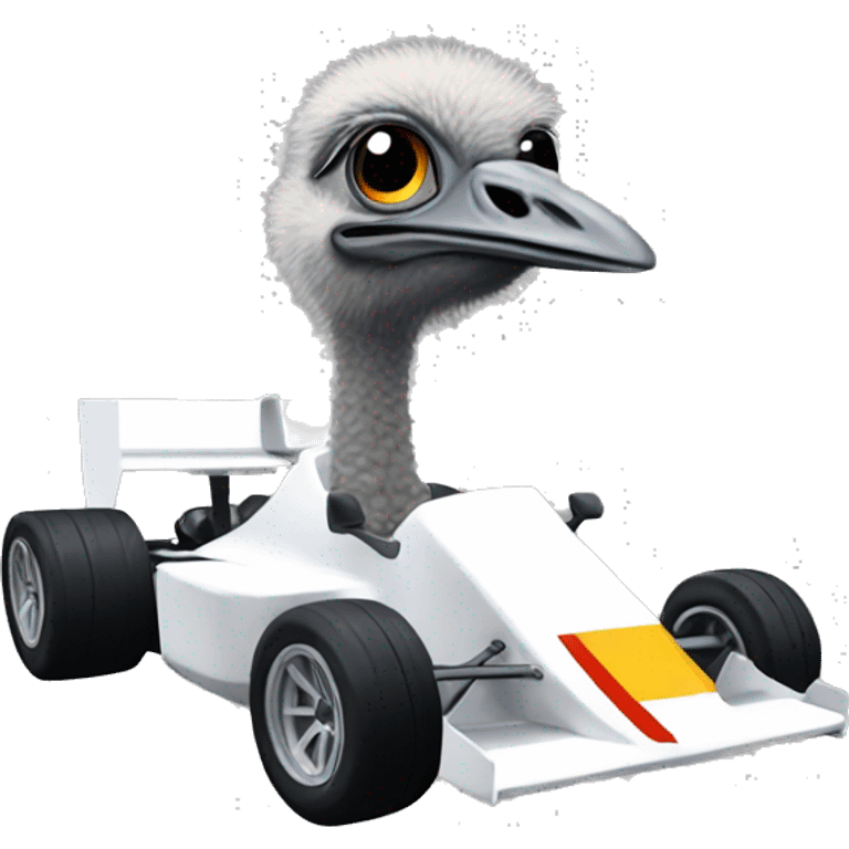 Ostrich in a f1 car emoji