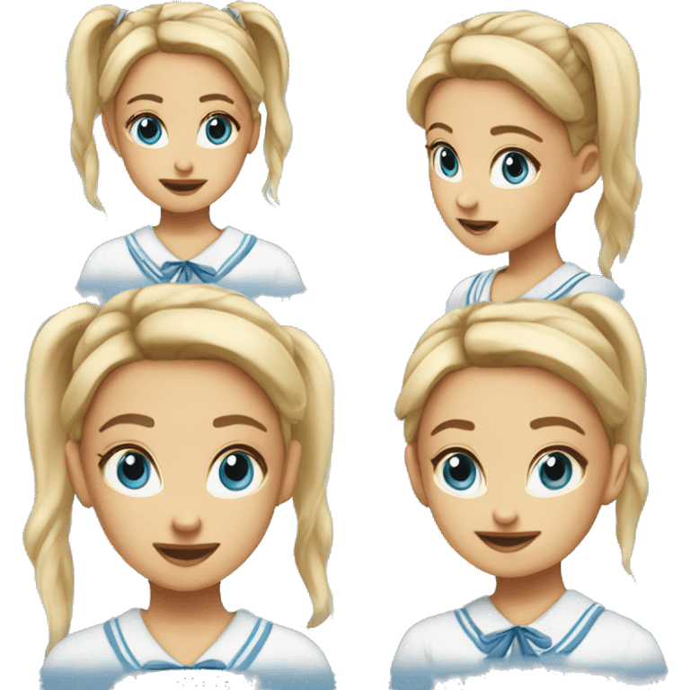 school girl blonde bun 'blue eye' 'meh expression' emoji