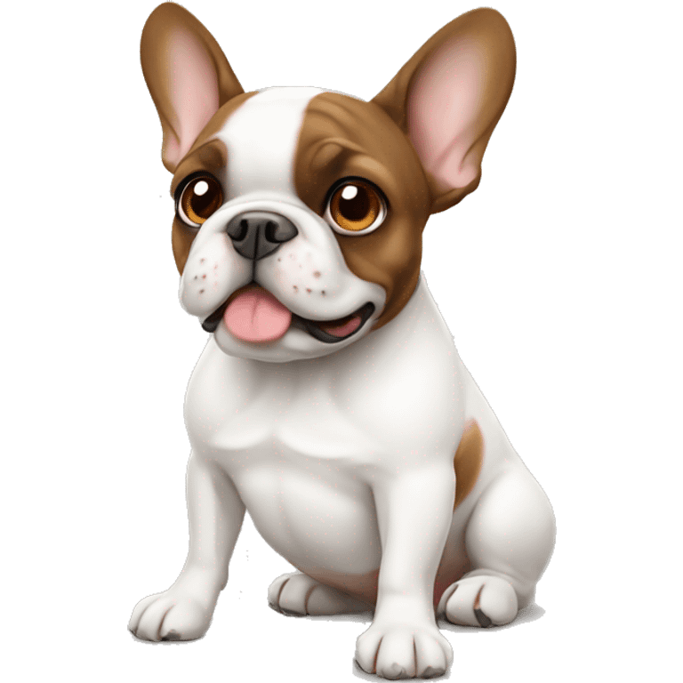 White and brown French bulldog emoji