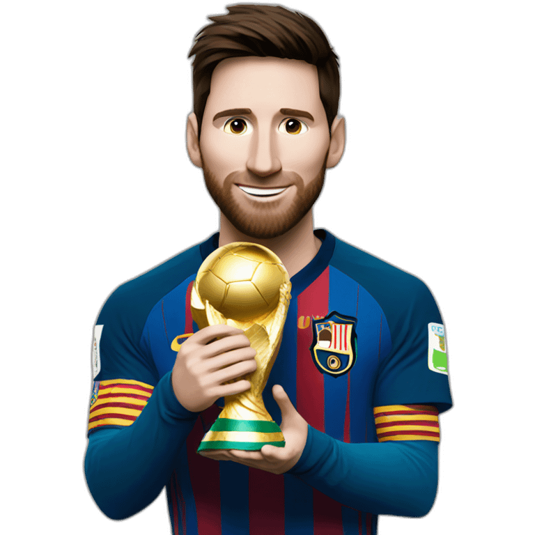 Messi holding world cup emoji